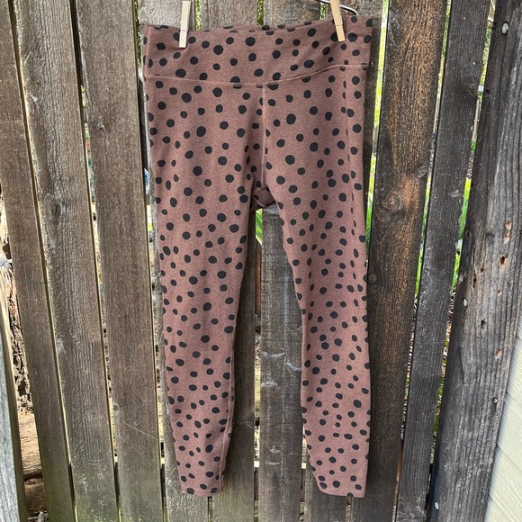 Pact Pants - Pact Pure Active Polka Dot Organic Cotton Leggings In Brown & Black Sz M